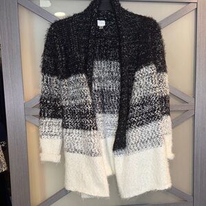 Cupio Black and White Textured Cardigan